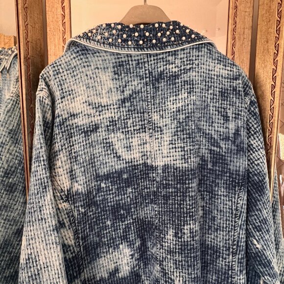 NWT M’ De Pompadour Oversized Denim Jacket with Pearls Plus Size - Picture 5 of 13